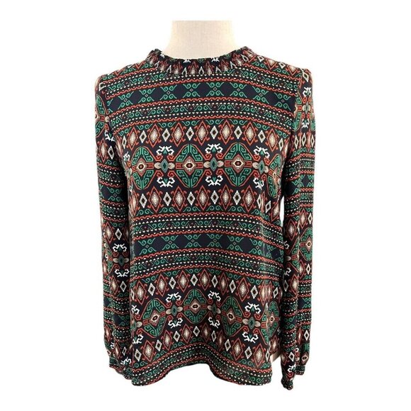 Dolce Vita Open Back Blouse~Size XS~Tribal Pattern Geometric Print Classic L6 21 - Picture 2 of 12